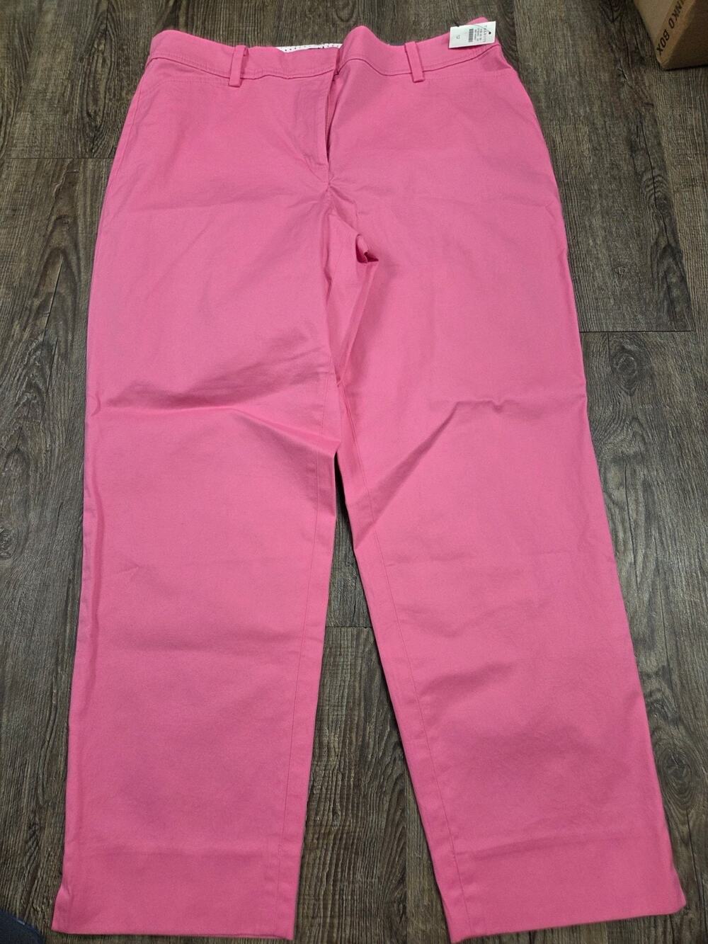 Talbots NWT Solid Pink Perfect Crop Pants Flat Front Size 12
